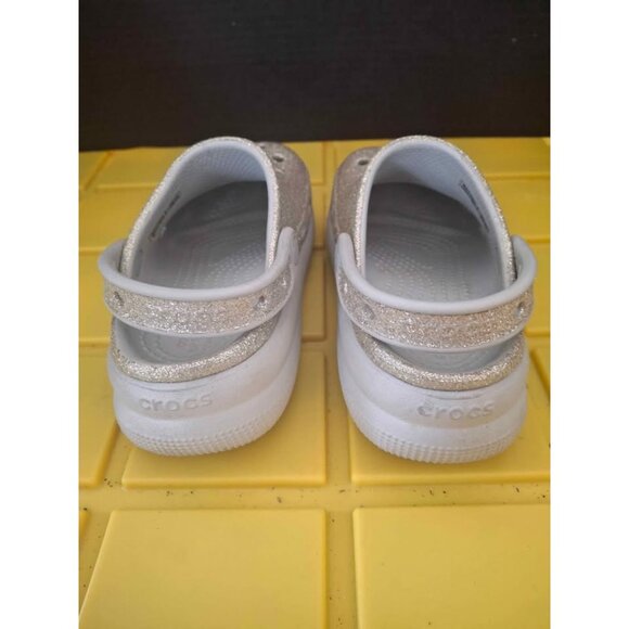 Kids Crocs Silver Glitter Clogs With Strap Size 12 - Picture 6 of 8